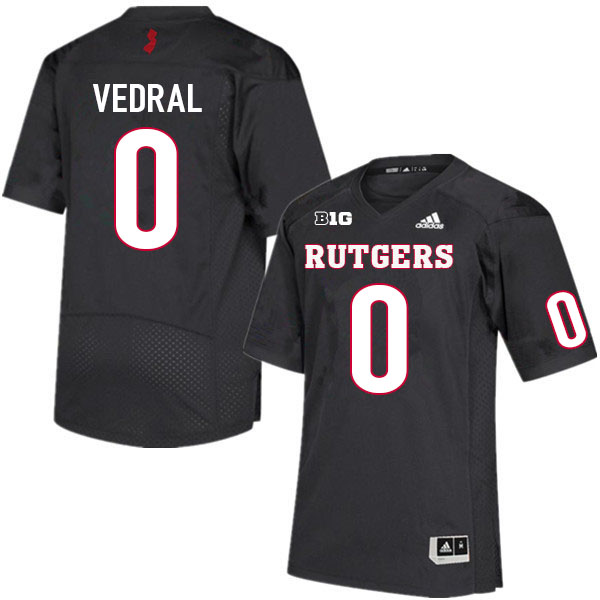 Men #0 Noah Vedral Rutgers Scarlet Knights College Football Jerseys Sale-Black